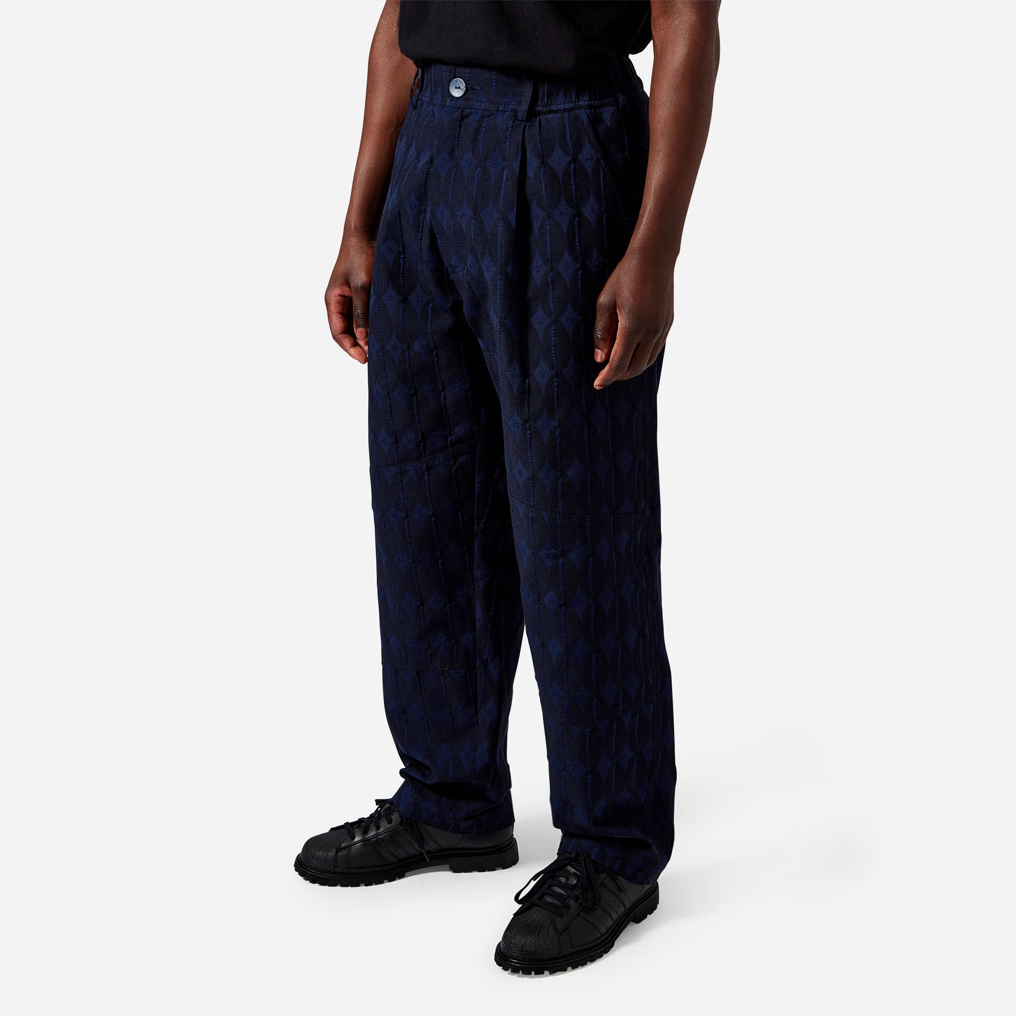 Navy Monogram Cargo Trousers