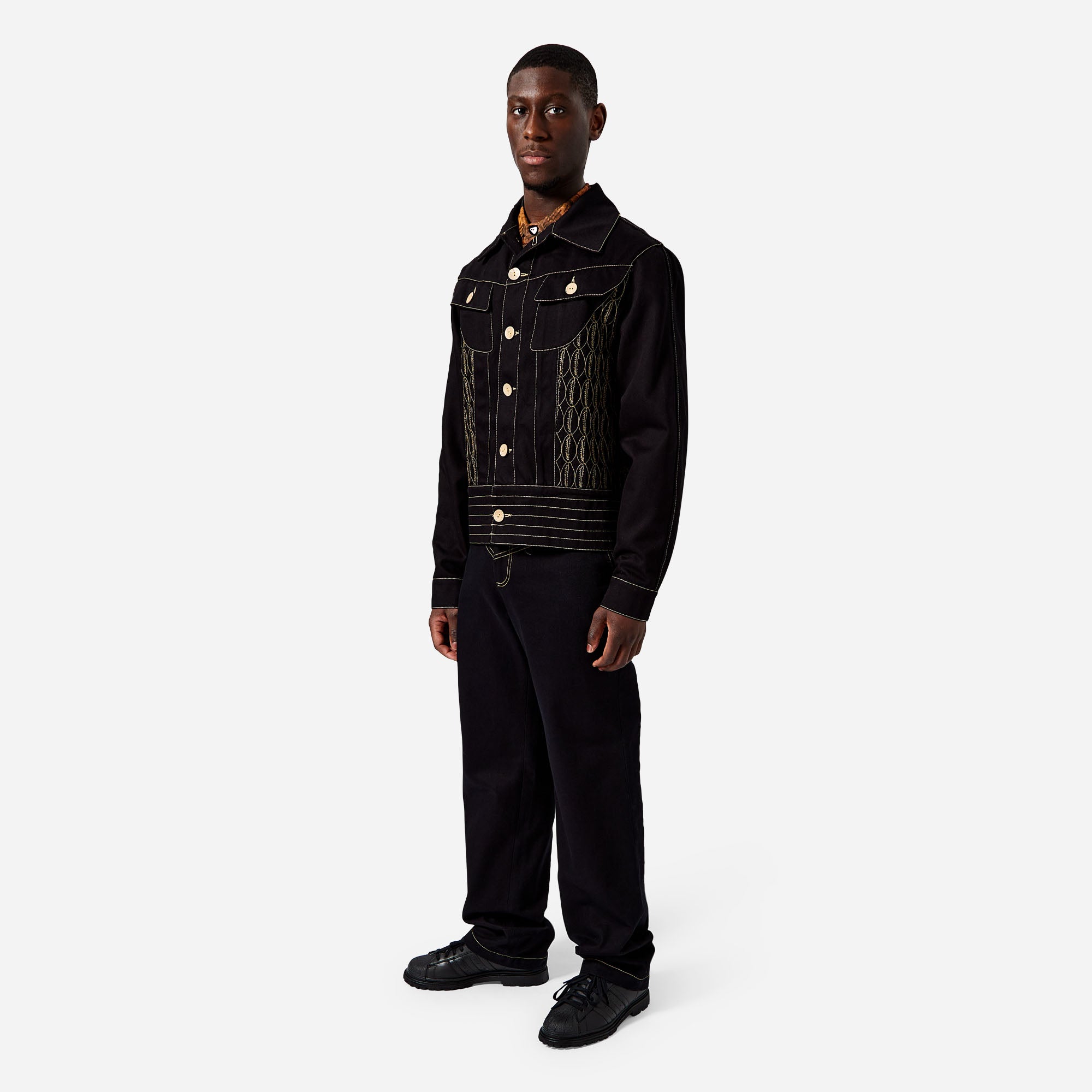 Monogram Embroidered Denim Work Jacket