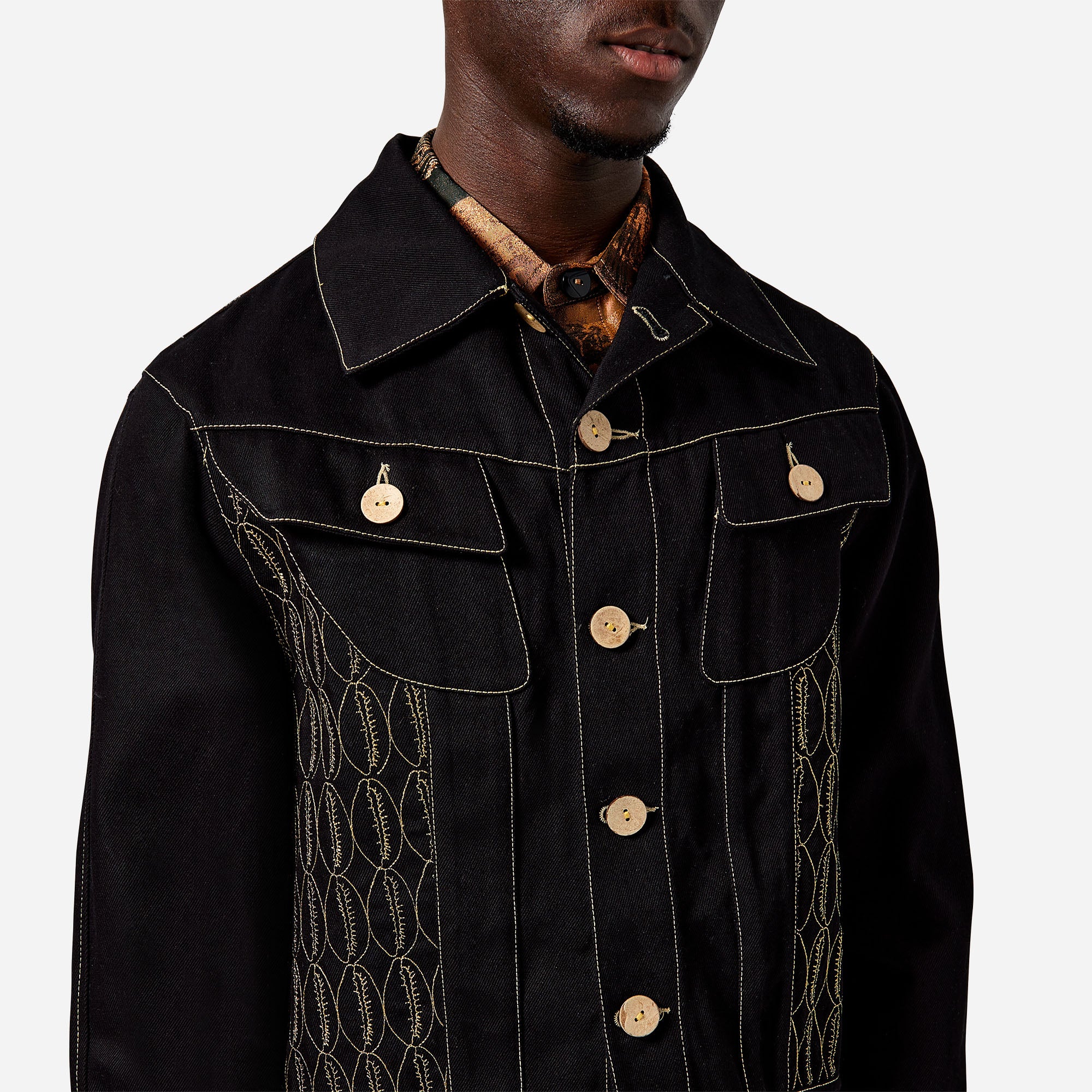 Monogram Embroidered Denim Work Jacket