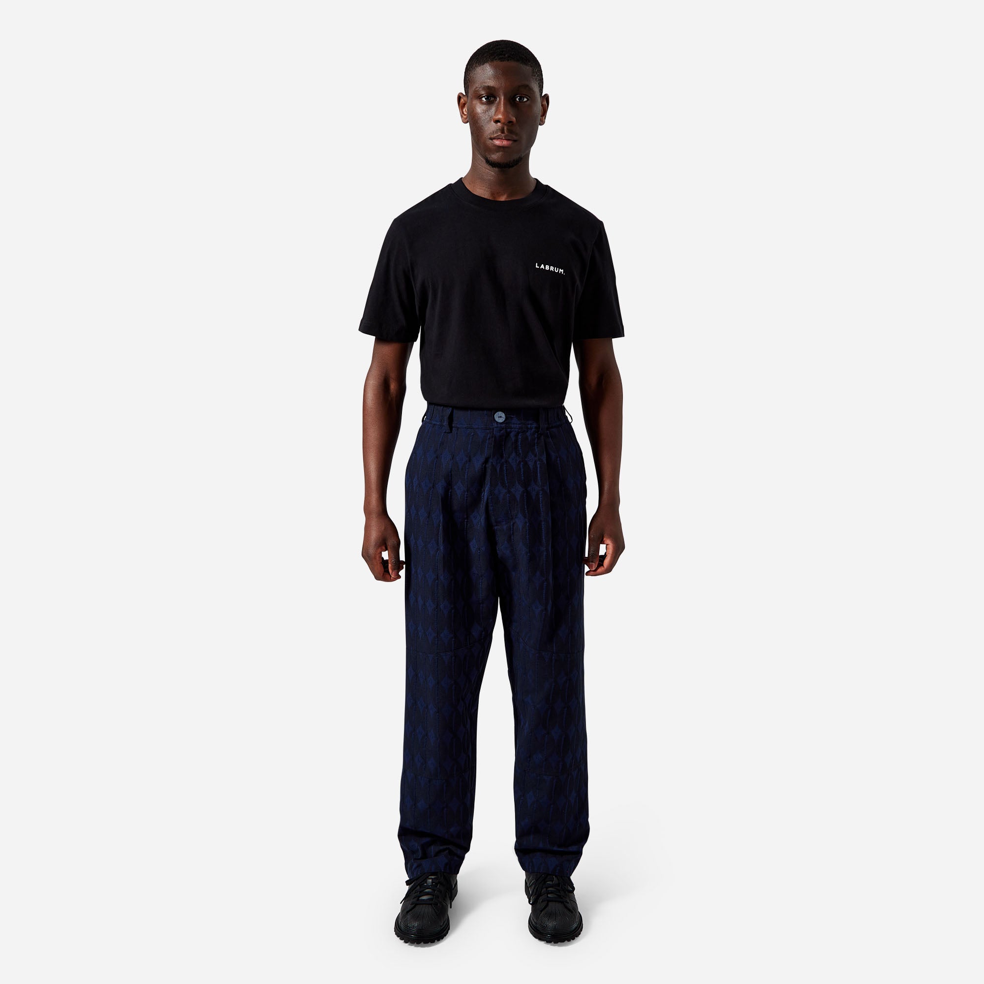 Navy Monogram Cargo Trousers