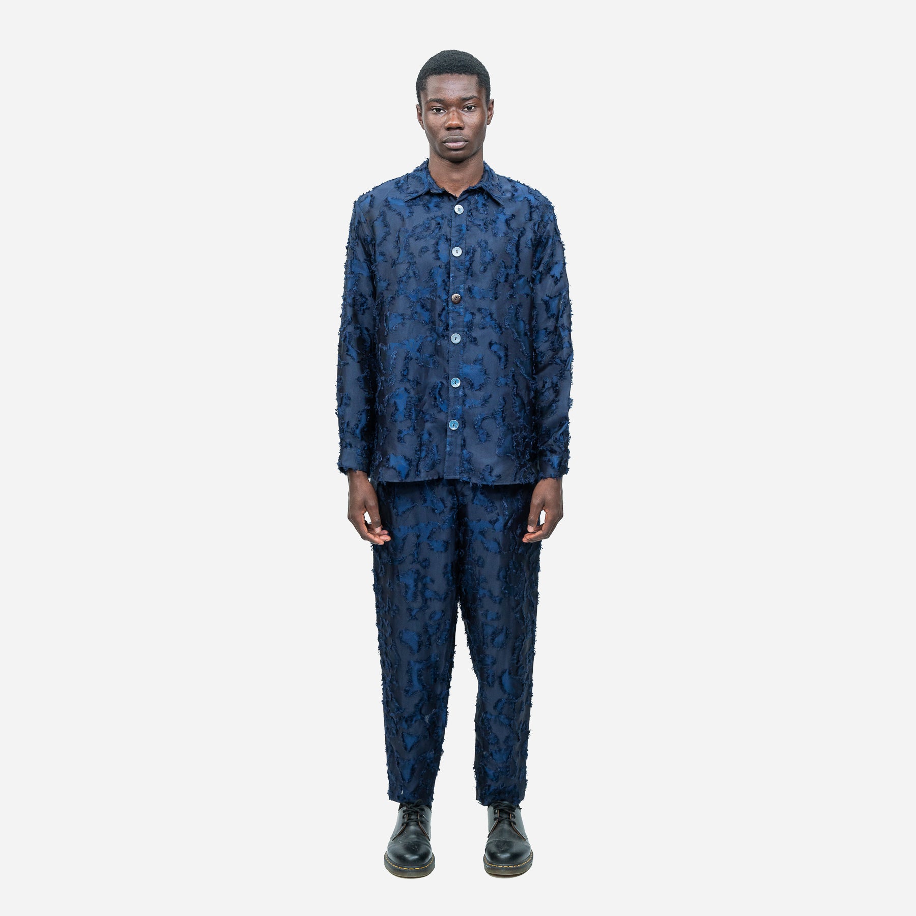 Royal Blue Textured Camo Trousers